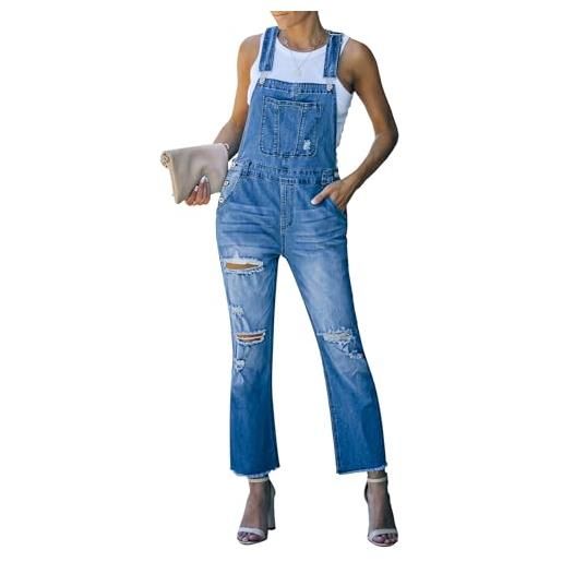 Roskiky salopette da donna in jeans regolabili con elastico casual, maree blu, s