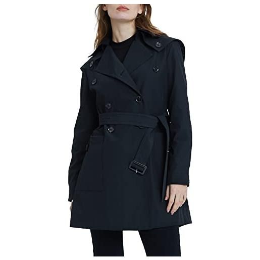 OROLAY trench di media lunghezza da donna giacca con risvolto con bottoni larghi capispalla leggero con tasche nero m