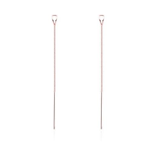 SLUYNZ 925 orecchini a catena in argento sterling penzolanti per le donne teen girls orecchini pendenti lunghi linea orecchini nappa (c-rose gold)