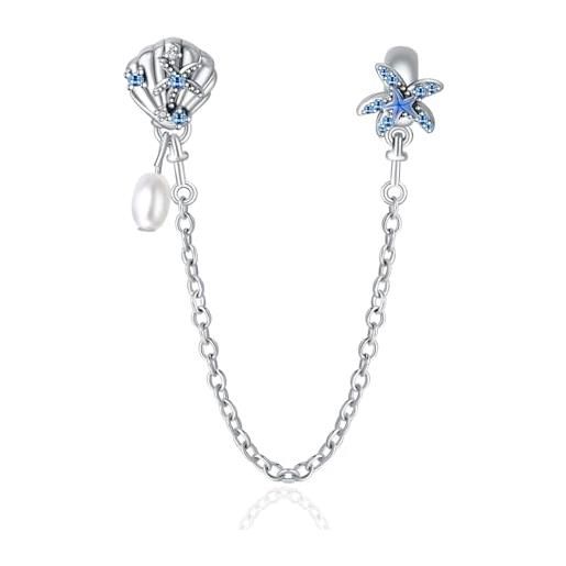Erizteya shell octopus pearl safety chain charm per donne bracciali collane con 5a cubic zirconia 925 sterling silver pendenti perline natale anniversario gioielli regalo
