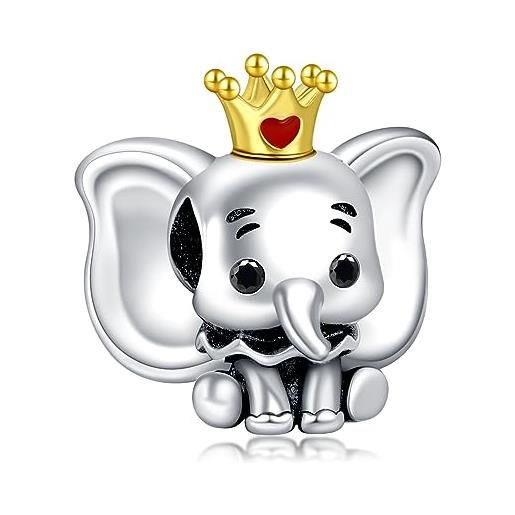 Erizteya the elephant with the crown charm per donne bracciali collane con 5a cubic zirconia 925 sterling silver pendenti perline natale anniversario gioielli regalo