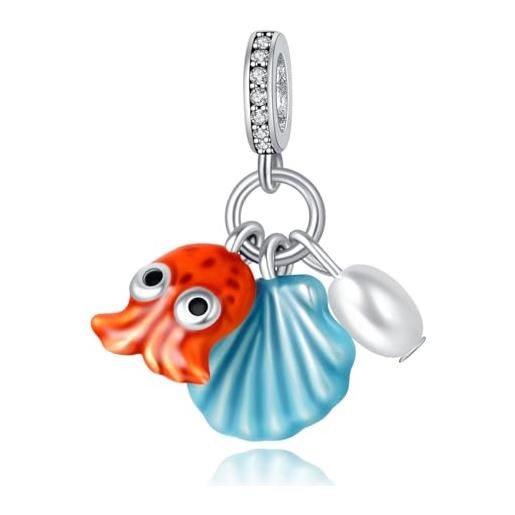 Erizteya shell octopus pearl charm per donne bracciali collane con 5a cubic zirconia 925 sterling silver pendenti perline natale anniversario gioielli regalo