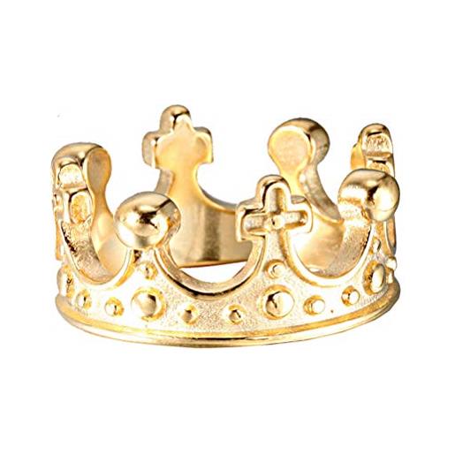 OAKKY uomo annata re reale corona anello acciaio inossidabile croce band 4 colori, argento taglia 19