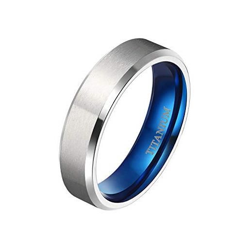 Mabohity - anello da uomo / donna in titanio lucido + anello in titanio, anello di fidanzamento, amicizia, matrimonio, argento, 4 mm 6 mm 8 mm 10 mm di larghezza, colore: blau 6mm, cod. Mbh0100080