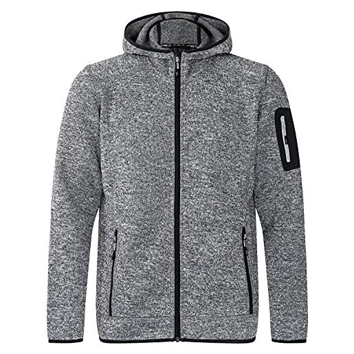 CMP giacca in knit-tech da uomo con cappuccio fisso, ice-titanio-nero, 52