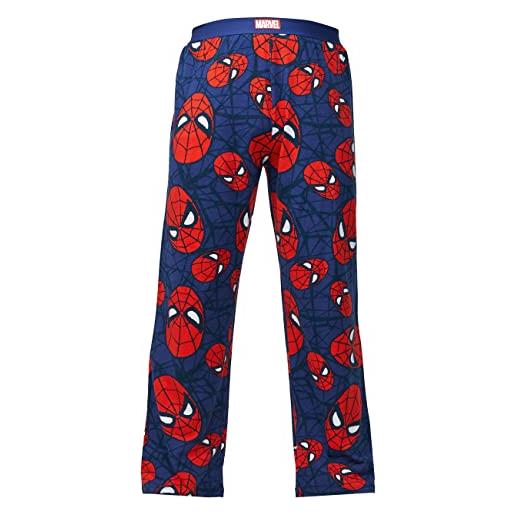 Recovered marvel - pigiama con spider-man, per adulti, 100% cotone, abbigliamento da notte, pigiama, pantaloni pj, licenza ufficiale