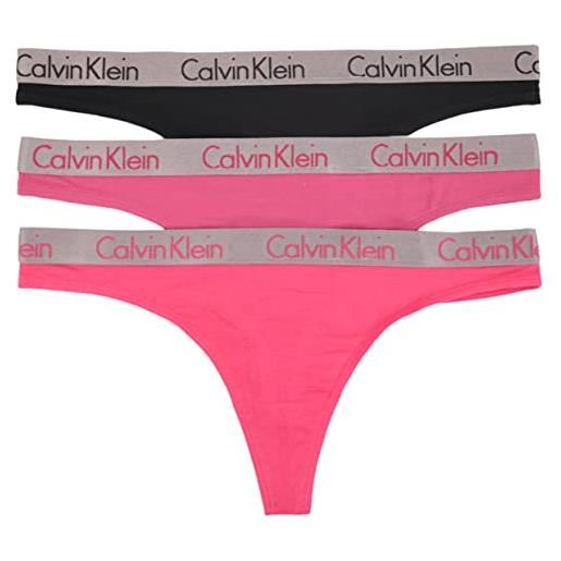 Calvin Klein Jeans calvin klein thong 3pk 000qd3560e perizoma, rosa (pink splendor/briar rose/black), xs (pacco da 3) donna