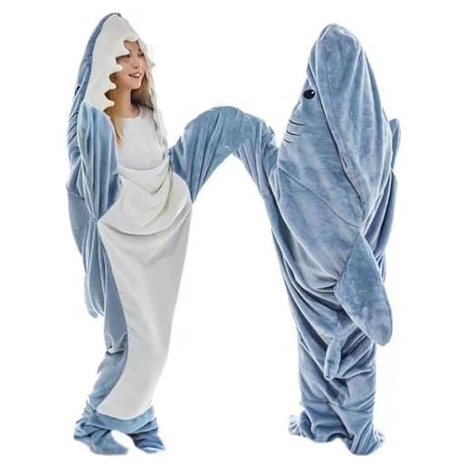 CaKErs pigiama intero a forma di squalo, pigiama con squalo con cappuccio, sacco a pelo di squalo per costume cosplay, dorabile tutina animale unisex tuta animale (grigio, xxl)
