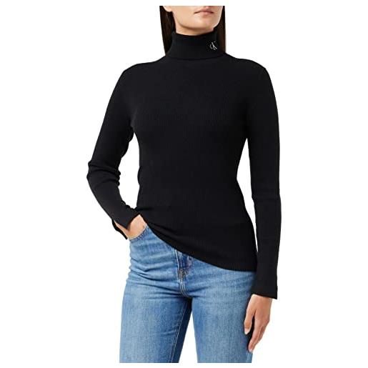 Calvin Klein Jeans tight roll neck sweater j20j219779 maglioni, nero (ck black), s donna
