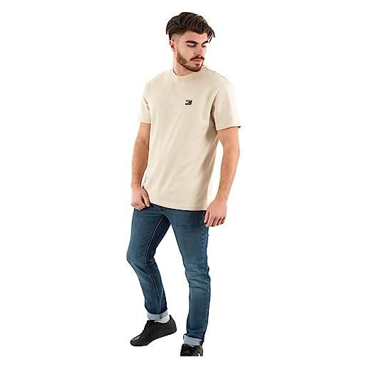Tommy Jeans uomo t-shirt con stemma classico, beige, m