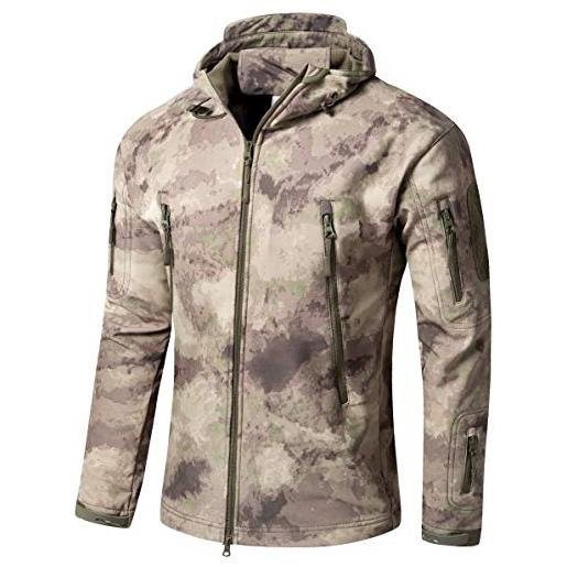SZAWSL uomo giubbotto giacca a vento militare uomo pile windbreaker tactical camo softshell giacche parka (khaki mimetico, medium)