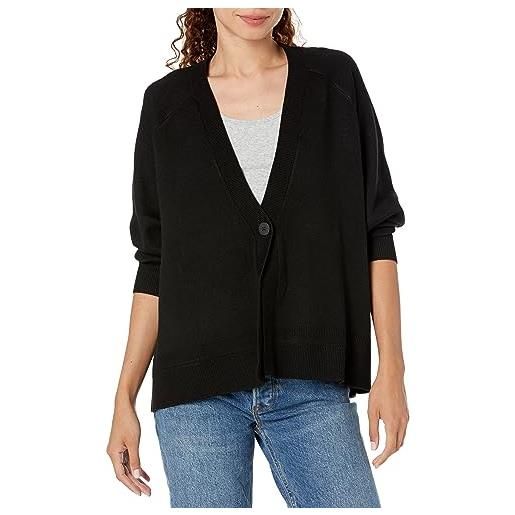 Emporio Armani armani exchange cardigan con logo sul retro in misto lana maglione, nero, m donna