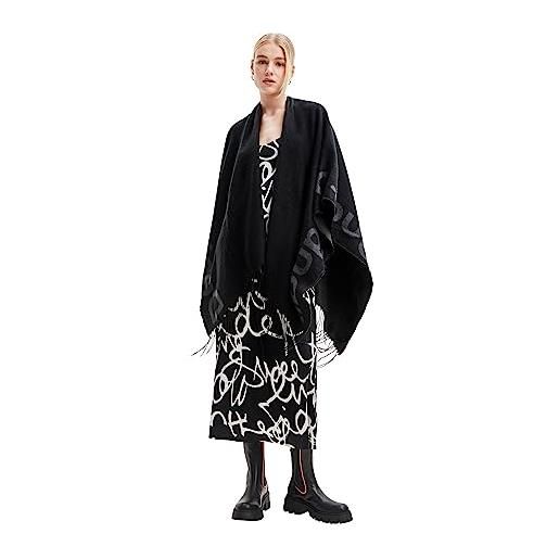 Desigual paris poncho_logo parigi, black, one size da donna