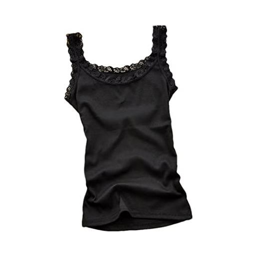 Ownwfeat canotta da donna con cinturino in pizzo bralette crop top sexy camis, nero , taglia unica