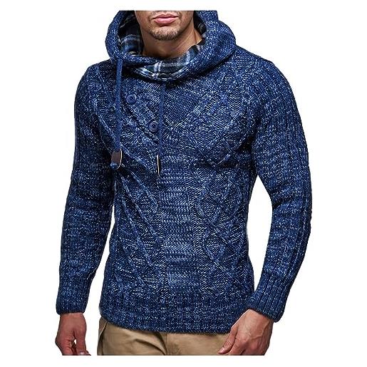 Leif Nelson uomo maglione cappuccio blu xxxl, invernale, alta qualità, vestibilità regolare, casual e professionale, manica lunga