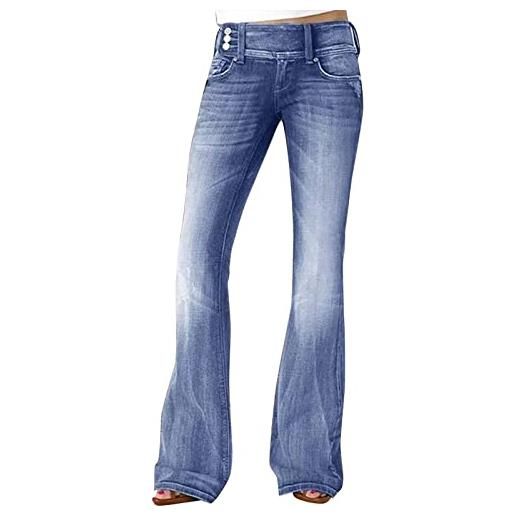 Rifuli jeans a vita bassa, da donna, a vita bassa, modello bootcut, jeans svasati, n. 37, blu, m