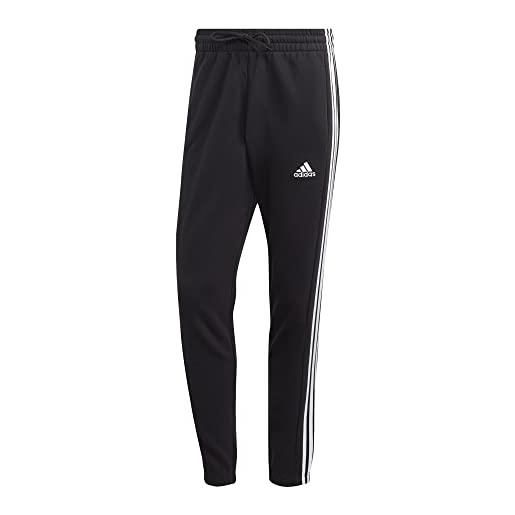 adidas essentials french terry tapered elastic cuff 3-stripes joggers pantaloni sportivi, black/white, l tall 2 inch uomo