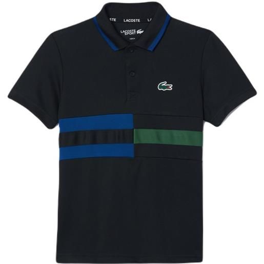 Lacoste maglietta per ragazzi Lacoste striped ultra-dry pique tennis polo shirt - black/blue/green
