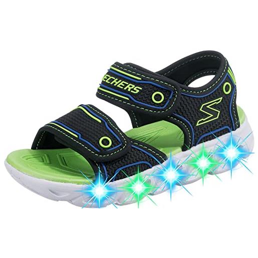 Skechers hypno-splash, sandali a punta aperta bambini e ragazzi, nero black synthetic blue lime trim bblm, 27.5 eu