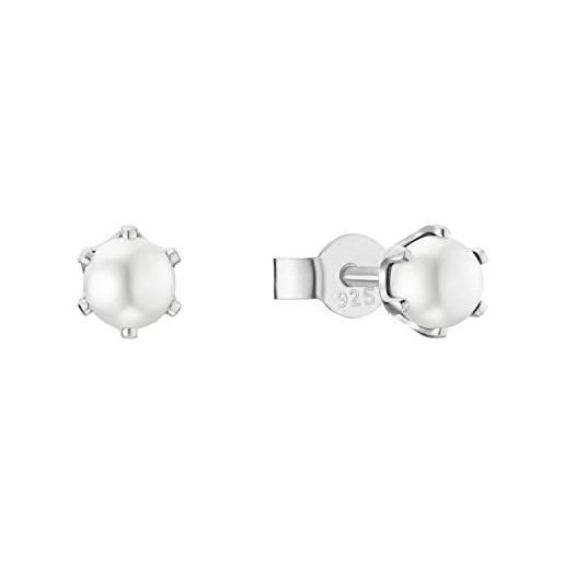 Amor orecchini a perno in argento 925 per bambina, con perlina di cera, 0.5 cm, argento, fornito in confezione regalo per gioielli, 2022978