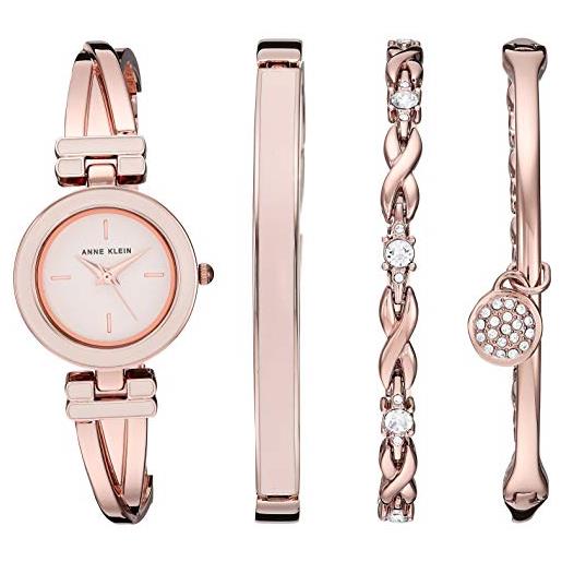 Anne klein orologio con braccialetto e bracciale premium con cristalli, ak/3284lpst
