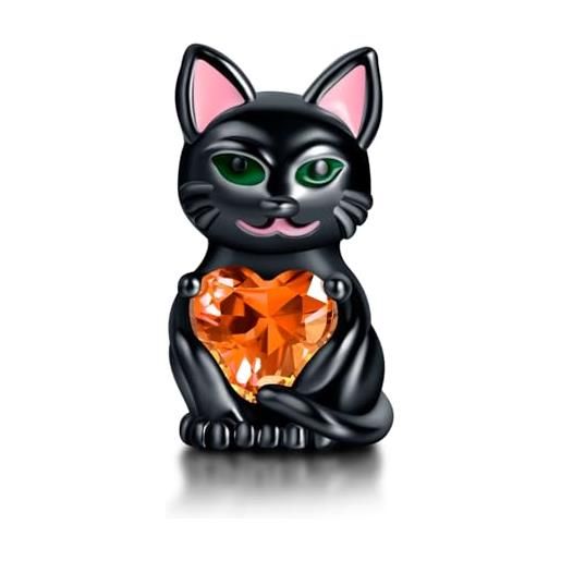 Erizteya wise black cat charm per donne bracciali collane con 5a cubic zirconia 925 sterling silver pendenti perline natale anniversario gioielli regalo