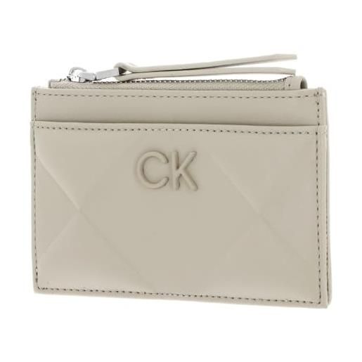 Calvin Klein quilt cardholder with zip stoney beige