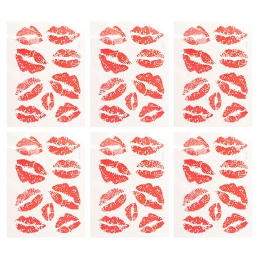 Healeved temporaneo: 6 adesivi temporanei con labbra rosse temporaneo per uomini o donne braccio petto e spalla - da attaccare