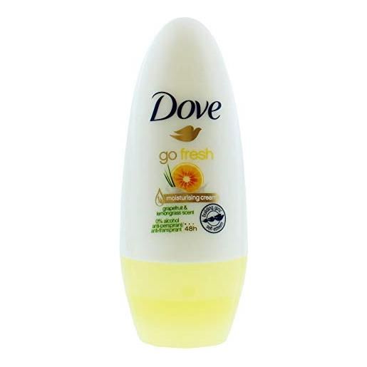 Sleecom dove go fresh - deodorante roll-on per donna, al pompelmo e lemongrass, 6 confezioni da 50 ml ciascuna