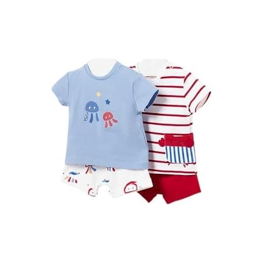 Mayoral set baby boy - set prima messa 4 pezzi - set neonato - set manica corta bambino - maglietta e pantaloncini per neonati da 3 mesi a 18 mesi, marte, 18 mesi