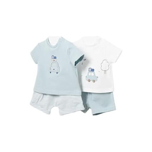 Mayoral set baby boy - set prima messa 4 pezzi - set neonato - set manica corta bambino - maglietta e pantaloncini per neonati da 3 mesi a 18 mesi, vetro, 6 mesi