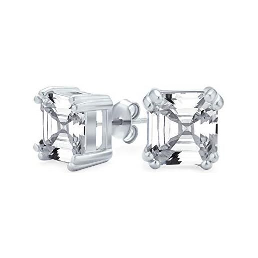 Bling Jewelry orecchini con perno in zirconia cubica con taglio asscher quadrato da 4 carati per donna. 925 sterling silver