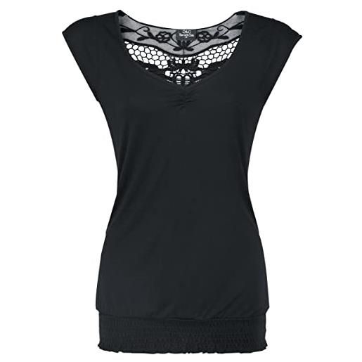 Fashion Victim gothicana by emp donna t-shirt nera con pizzo xl