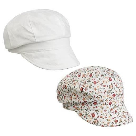 LIPODO berretto reversibile millefleurs donna - berretti con visiera piatto cappello baker boy visiera, primavera/estate - m (55-56 cm) beige