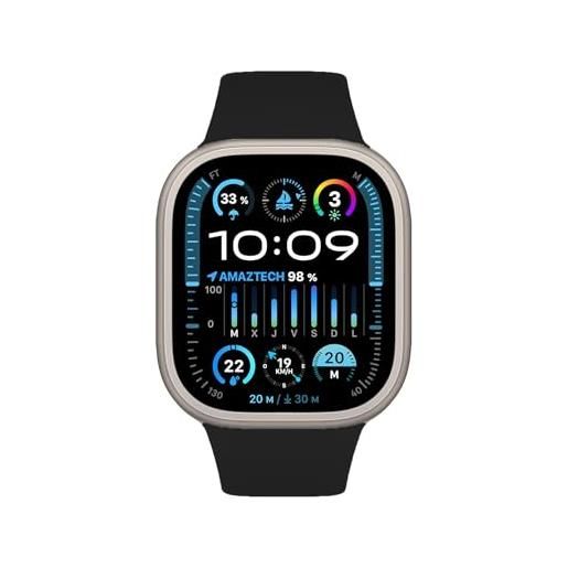AMAZTECH orologio intelligente hk9 ultra 2 smartwatch amoled 2.02 49mm waterprof ip68 chiamate bluetooth chat gpt orologio fitness per android ios ideale per uomo e donna (silicone nero)
