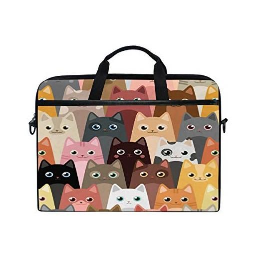 TropicalLife ha. Jie - borsa colorata per computer portatile con gatto, 14-14,5 in borsa protettiva da viaggio con tracolla per uomini, donne, ragazzi e ragazze
