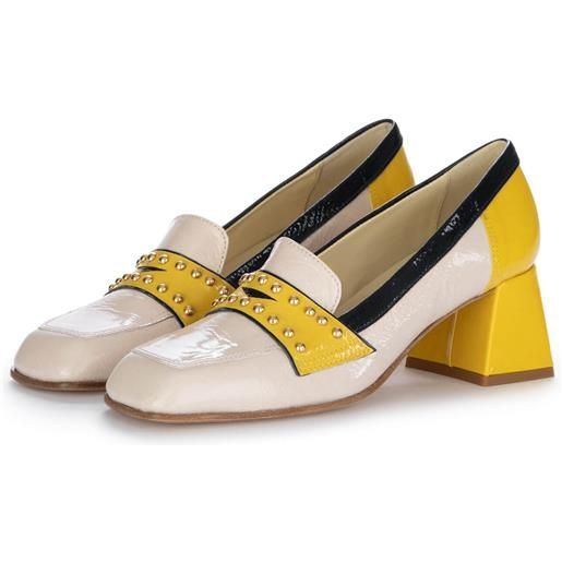 CATERINA C | scarpe con tacco pelle giallo rosa cipria