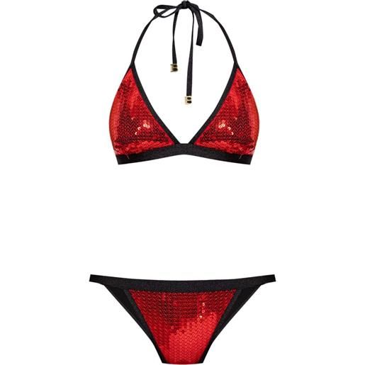Balmain bikini con paillettes - rosso