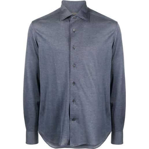 Corneliani camicia con spacchetto sul collo - blu