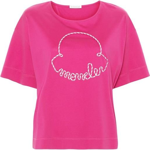 Moncler t-shirt con applicazione - rosa