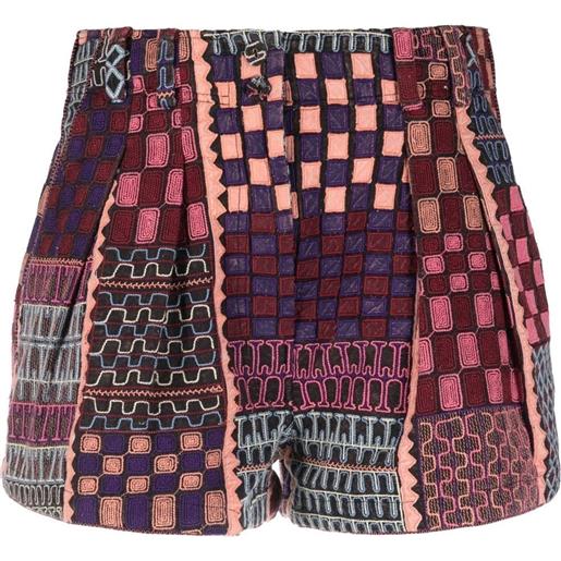 Ulla Johnson shorts con stampa patchwork - rosso