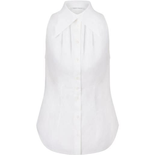 Alberta Ferretti camicia smanicata con arricciatura - bianco