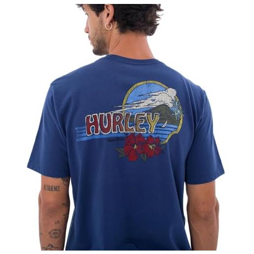 Hurley evd garden isle ss maglietta, blu void, s uomo