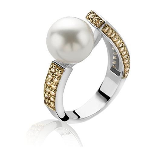 Orphelia argento placcato damen-anello rodiato bianco taglio rotondo misura 54 pearl (17,2) - zr-3903/54