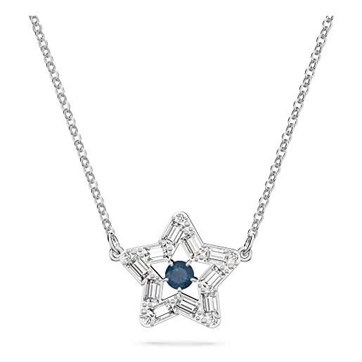 Swarovski stella collana pendente, con cristalli e zirconiaSwarovski , placcata in tonalità rodio, azzurro
