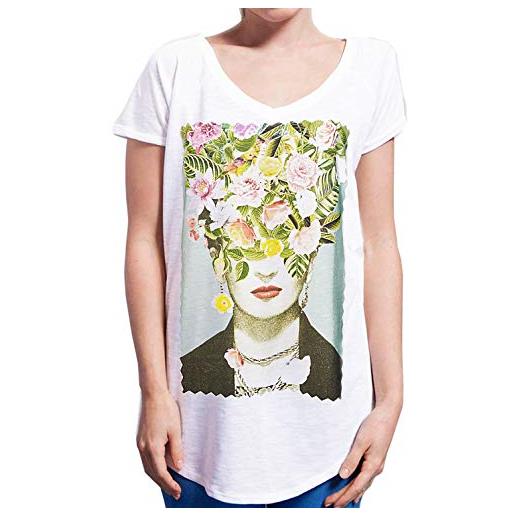 street t-shirt stampa frida kahlo 18-30-5 urban slub lady donna cotone 100% mod. Tsulslb (s/m - cm. 48 - cm. 68)