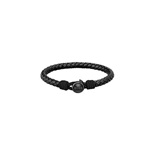 BOSS jewelry braccialetto in pelle da uomo collezione thad classic, nero (black), m