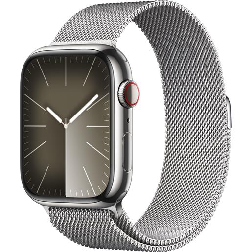 APPLE smartwatch apple watch series 9 gps + cellular cassa 45mm in acciaio inossidabile con cinturino sport loop milanese argento