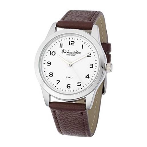 Eichmüller re1000 - orologio da uomo con cinturino in pelle, 39 mm, colore: bianco/marrone