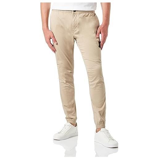 Calvin Klein Jeans monologo casual badge chino j30j324045 pantaloni in tessuto, beige (plaza taupe), xs uomo